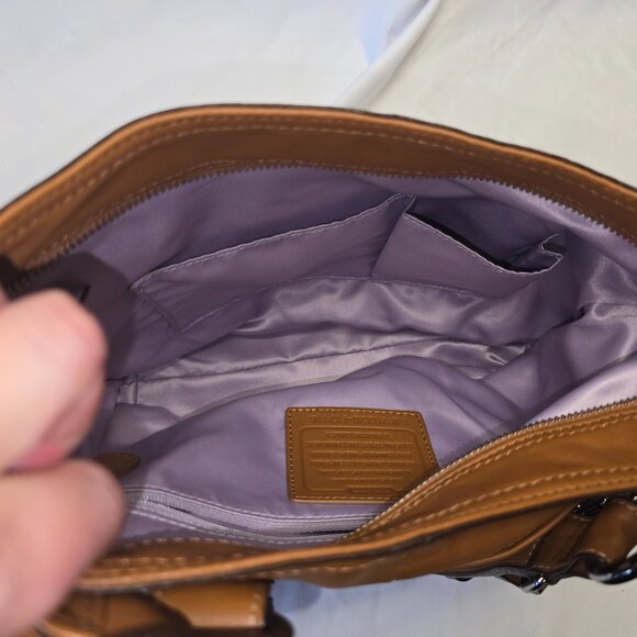 Vintage Authentic Coach Pieced Large Shoulder Bag in Cognac F17116 - Picture 8 of 10